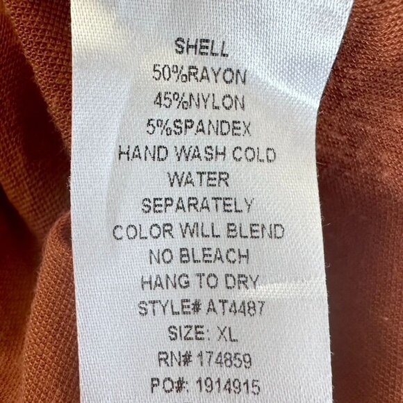 3 for $15 Alythea Women's XL Rust Orange Knot Front Top - Dolman Short Sleeve - Picture 5 of 5